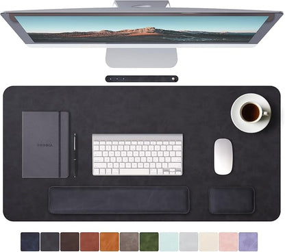 RENMTURE Large Mouse Pad and Keyboard Wrist Rest, Desk Pad for Keyboard and Mouse, Large Gaming Mouse Pad with Wrist Support, Desk Mat for Work and Gaming (Black)
