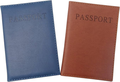 Honbay 2PCS Artificial Leather Passport Holder Cover Passport Case for Men and Women