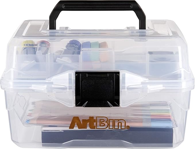 ArtBin 6890AG Small Project Box, Portable Art & Craft Organizer with Lift-Out Tray, [1] Plastic Storage Case, Clear (Pack of 6)
