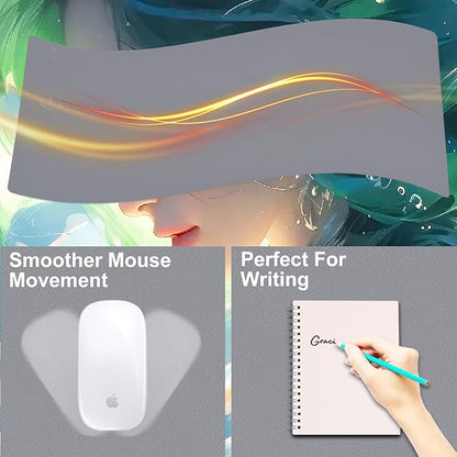Desk Mat with Wireless Charging, Grey Mouse Pad with Wireless Charger, Desk Pad Matt for Desktop, Mousepad Gaming Large Mouse Pad, Leather Compute for Keyboard and Mouse, 32" x 16"