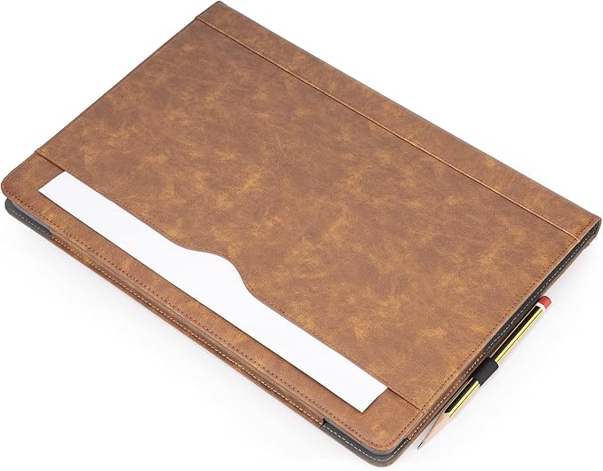 TYTX Laptop Case for MacBook Pro 16 Inch Leather Case 2021-2026 M5 A3428 A3429 M4 A3403 A3186 M3 A2991 M2 A2780 M1 A2485 Protective Folio Book Cover with Vents and Stand Function, Brown