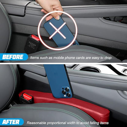 Mandark Car Seat Gap Filler, 2PCS Leather Vehicle Gap Stopper to Fill Between Seat and Console, Automotive Crevice Plug Blocker Accessories from Dropping, Universal for SUV, Sedan, Truck (Red)