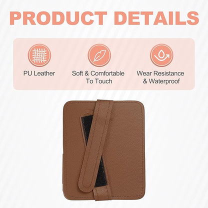 HARFINGTON 2Pcs Car Sun Visor Organizer 6.02" x 4.76" Leather Multi-Pocket Visor Card Sleeve Pocket Car Truck SUV Interior Storage Pouch for Driving License Credit Card Bill Sunglasses, Brown