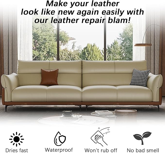 Beige Leather Recoloring Balm, Leather Color Restorer Conditioner, Leather Repair Kits for Vinyl Furniture, Sofa, Car Seats, Shoes - Repair Leather Color on Faded & Scratched (Beige)