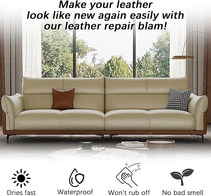 Beige Leather Recoloring Balm, Leather Color Restorer Conditioner, Leather Repair Kits for Vinyl Furniture, Sofa, Car Seats, Shoes - Repair Leather Color on Faded & Scratched (Beige)