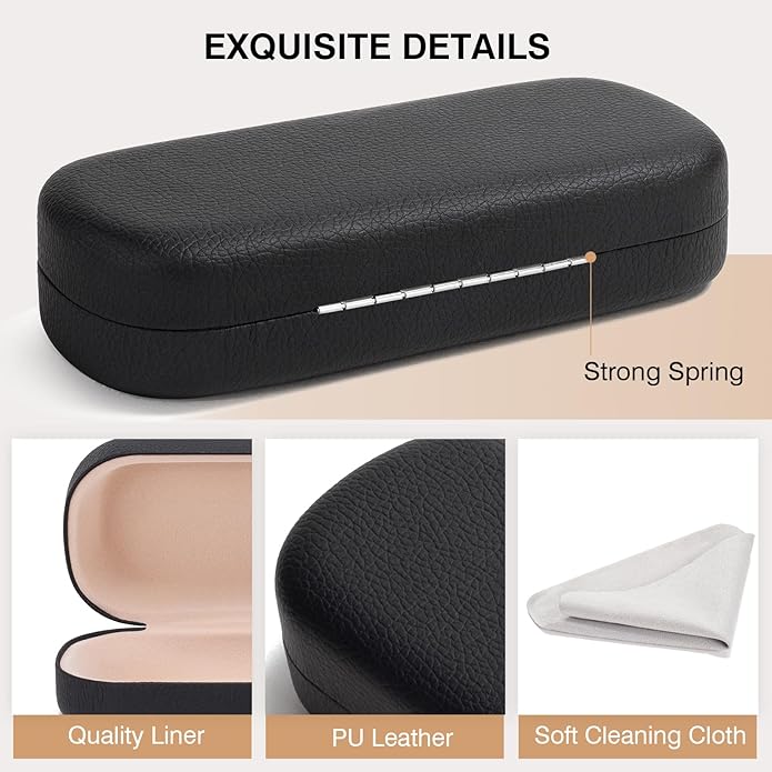 Marvolia Glasses Case Large Hard Shell Eyeglasses Case PU Leather Protective Case for Sunglasses Eyeglasses
