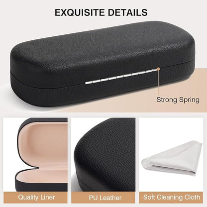 Marvolia Glasses Case Large Hard Shell Eyeglasses Case PU Leather Protective Case for Sunglasses Eyeglasses
