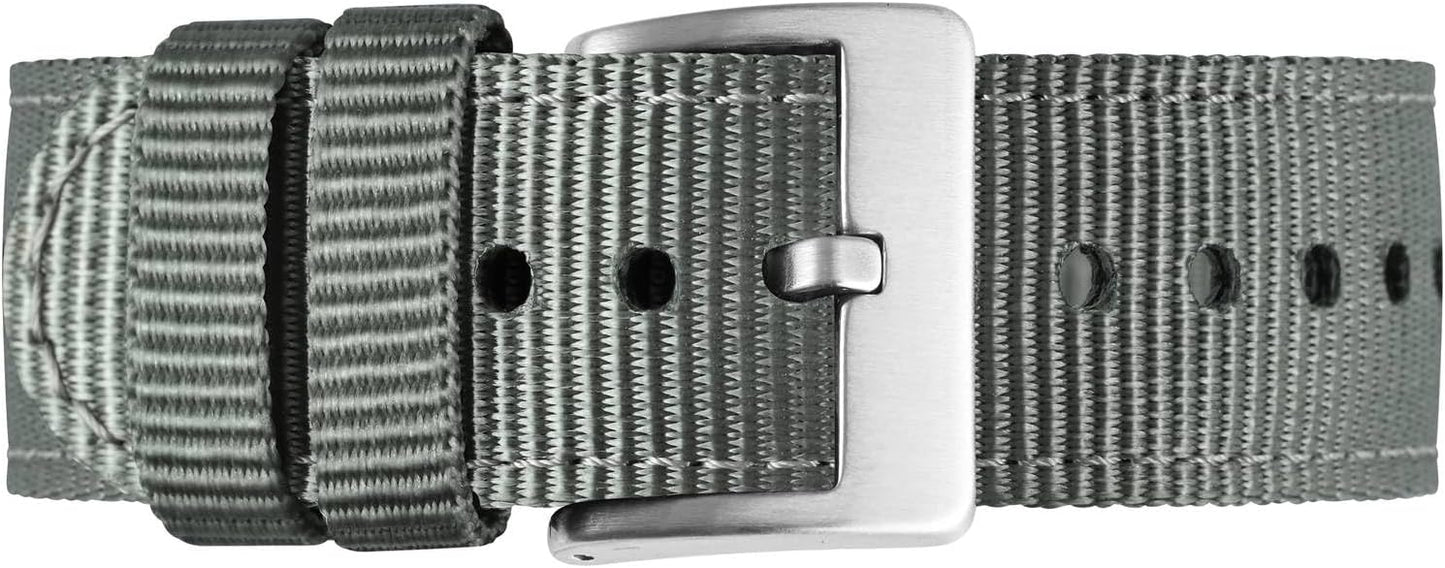BISONSTRAP Men’s Nylon Watch Bands, Two-Piece Military Watch Straps, Quick Release, Brushed Buckle, Band Width 18mm 19mm 20mm 22mm