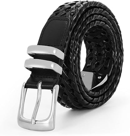 BELTROAD Braided Leather Belt for Men Casual Jeans Golf, Men's Leather Woven Alloy Buckle Hand Braided Belts Gift for Men