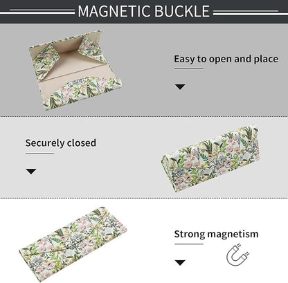 Foldable Glasses Case, Magnetic PU Leahter Sunglasses Case, Cute Hard Shell Folding Eyeglass Cases for Women Kids