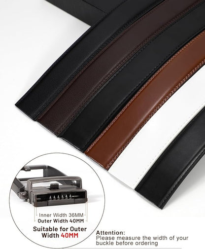 BELTROAD Ratchet Belt Strap for Men Leather Belts Without Buckle Replacement Leather Belt Strap Only 35mm for 40mm Buckle