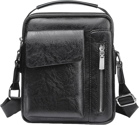 Men's Leather Crossbody Bag, Casual leather Bag for Men, Crossbody Bag Office Business,Handbag Purse Zipper