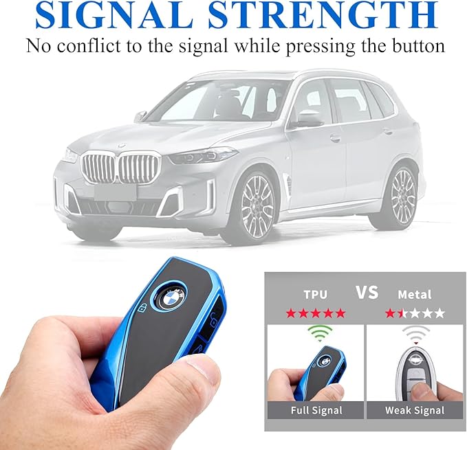 Creativity Advanced soft TPU key Cover Suitable for BMW 2023-2026 New 5 7 Series iX XM IX3 i7 X1 X5 X6 X7 key (Blue)