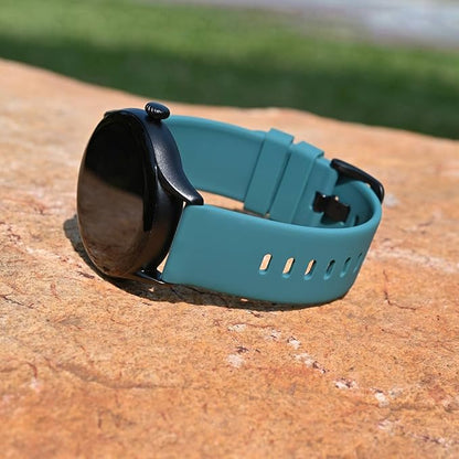 BISONSTRAP Silicone Watch Bands, Slim Watch Straps with Quick Release, 17mm, Cyan (Blue) with Silver Buckle