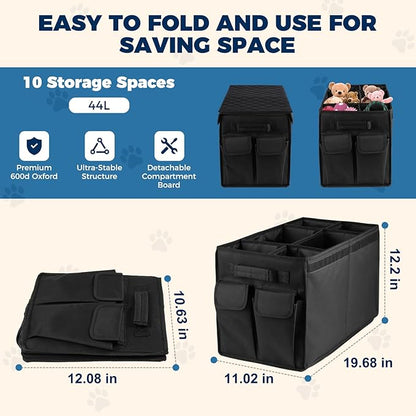 Back Front Seat Extender for Large Dogs Up to 200 Lbs, Adjustable Dog Back Seat Extender with Cushion & Storage Box, Car Organizer Gap Filler for Front or Back Seat