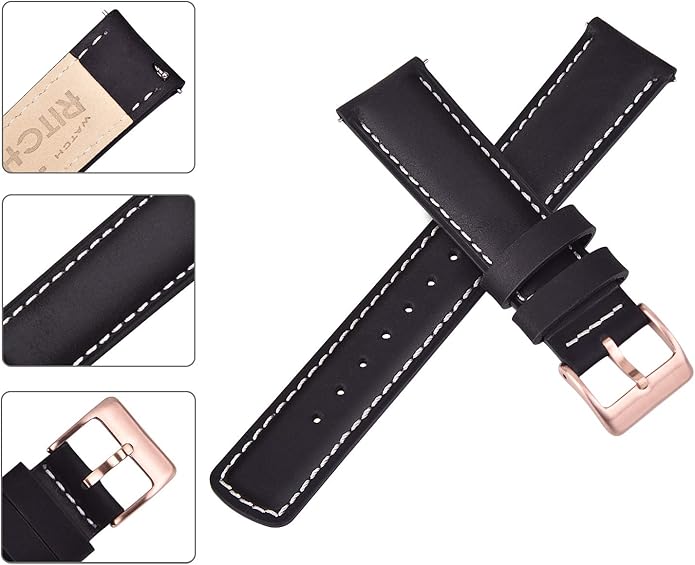 Ritche Christmas Gift Quick Release Leather Watch Bands Genuine Watch Straps for Men Women Top Grain Leather Watch Strap, White Elephant Gifts, Stocking Stuffers for Men, Father's Day gifts