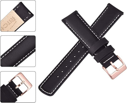 Ritche Christmas Gift Quick Release Leather Watch Bands Genuine Watch Straps for Men Women Top Grain Leather Watch Strap, White Elephant Gifts, Stocking Stuffers for Men, Father's Day gifts