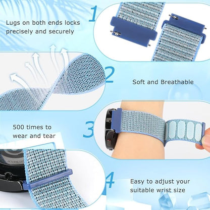 19mm Nylon Sport Quick Release Watch Bands Compatible with GRV FC1/FC5/Willful/YAMAY/Letsfit/LETSCOM/TEMINICE/LIFEBEE/Lintelek ID205 ID205L ID205G ID205S ID205U/Blackview Band for Women Men