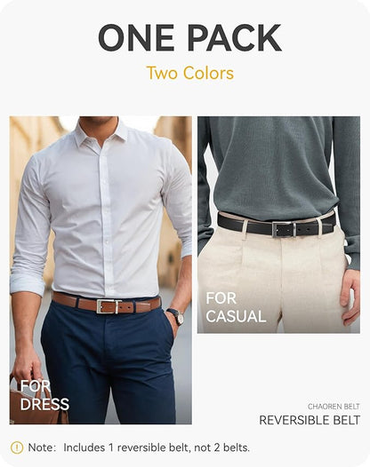 CHAOREN Reversible Belt Men 1 Piece - 1.25" Leather Dress Belt - Trim to Fit for Elegant Style