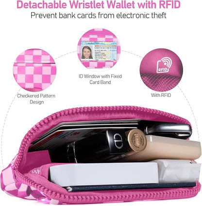 Tiostep Clip and Go Strap for Phone with Wallet Crossbody Phone Lanyard and Detachable Checkered Bag with ID Window and RFID Pouch for Daily Travel.