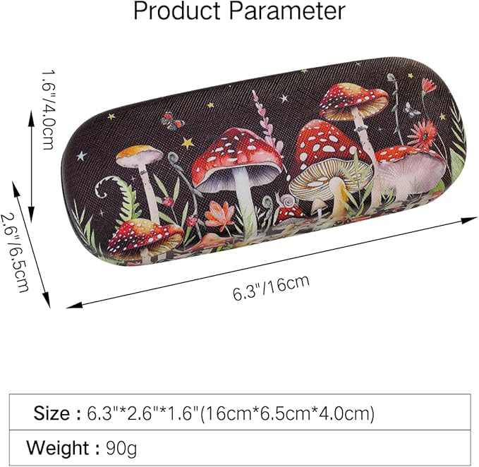 PERFECTSIGHT Hard Shell Eyeglasses Case, PU Leather Protective Glasses Case, Cute Eyeglass Case for Women Men Girls