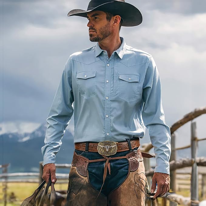 Cowboy Western Ratchet Belt for Men Women with Automatic Western Buckle, Ratchet Cowboy Leather Belt for Jeans Gifts