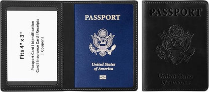 Ciana Passport Holder for Travel – PU Leather Passport Cover and Card Holder for Men & Women – Slim Passport Holder with Card Protector Slot, Travel Must Haves (Black)
