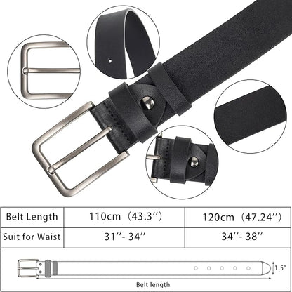 INOGIH Men's Dress Belt - Genuine Leather - Pin-Buckle - Classic Waist Belt for Daily Life