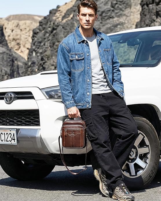 Premium Leather Men's Crossbody -Organized Storage & Durable,Stylish for Daily Carry