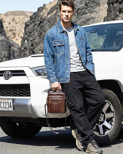 Premium Leather Men's Crossbody -Organized Storage & Durable,Stylish for Daily Carry