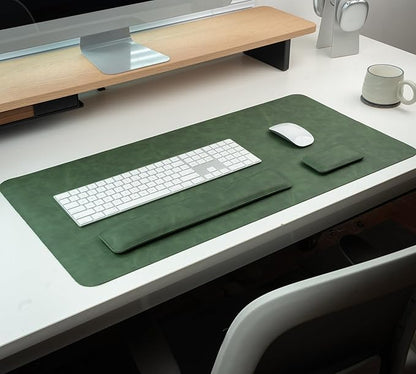RENMTURE Large Mouse Pad and Keyboard Wrist Rest, Desk Pad for Keyboard and Mouse, Large Gaming Mouse Pad with Wrist Support, Desk Mat for Work and Gaming (Dark Green)
