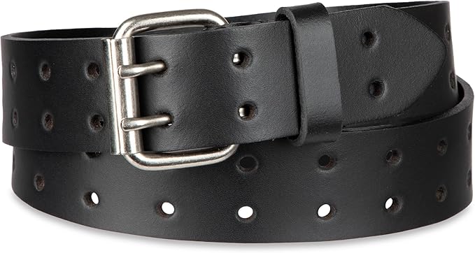 Dickies Men's Double Prong Leather Work Belt – Fully Adjustable, Regular & Big and Tall Sizes