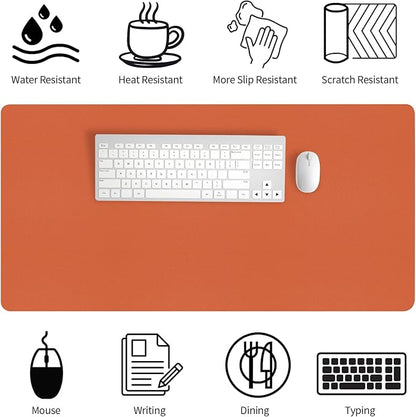 Bloss Orange Desk Mat 31.5"x15.7", Waterproof Large Desk Pad, Leather Desk Matt for Desktop, Computer Mat for Office/Home/Decor