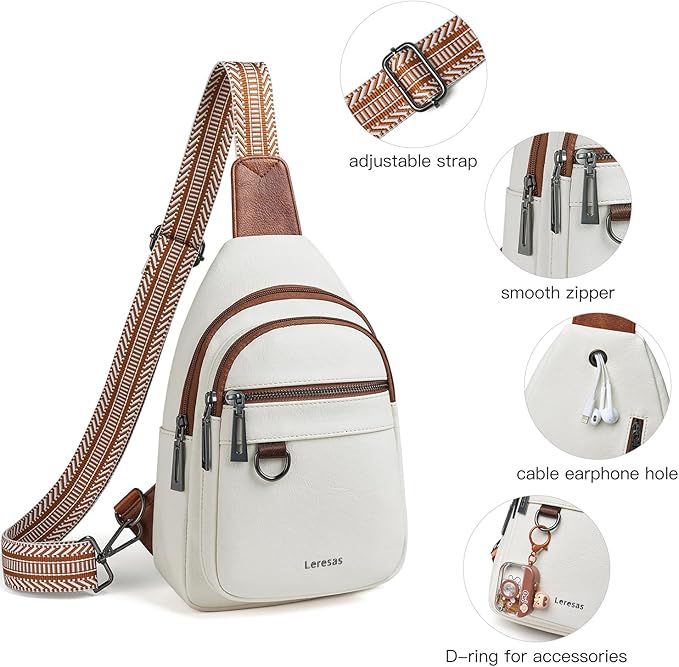 Leresas 7L Sling Bag for Women Men Vegan Leather Crossbody Bags Fanny Pack Purse Backpack Over Shoulder Bag Travel Anti Theft
