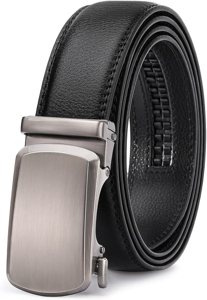 GAEKEAO Mens Belt Leather 1 3/8" - Micro-Adjust Buckle Ratchet Belts for Men Dress Casual to Formal Trim to Fit with Gift Box