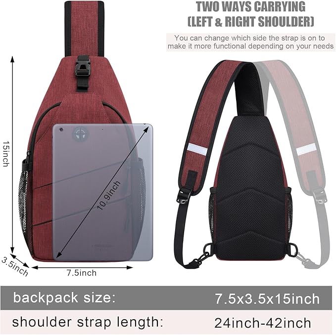 Pritent Crossbody Bags for Women Men Trendy Sling Bag Backpack Casual Chest Bag with Convertible Shoulder Strap
