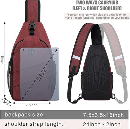 Pritent Crossbody Bags for Women Men Trendy Sling Bag Backpack Casual Chest Bag with Convertible Shoulder Strap