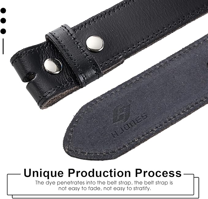 HJones Western Belts for Men without Buckle,Cowboy Belt Buckles for Men,1.5" Wide Genuine Leather Belt No Buckle