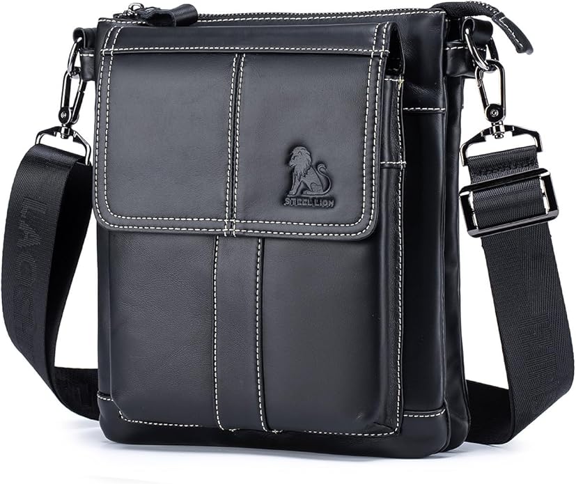 Men's Genuine Leather Crossbody Bag - Spacious & Functional & Durable Daily Use