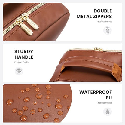 LOVEVOOK Laptop Backpack Purse for Women, Large Capacity Travel Computer Work Bag, Faux PU Leather Quilted Casual Nurse Backpack for Womens, Fit 15.6 Inch Laptop with USB Port, Brown