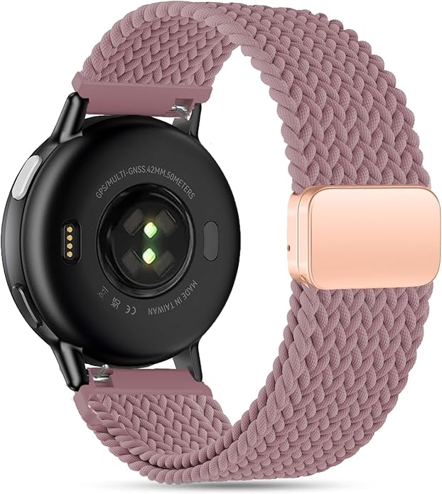 20mm Magnetic Braided Nylon Band Compatible With Garmin Vivoactive 6/Vivoactive 5/3/3 Music Watch Bands, Quick Release Stretchy Strap Replacement for Venu Sq 2/Forerunner 55/165/245/645