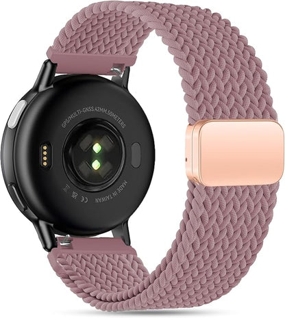 20mm Magnetic Braided Nylon Band Compatible With Garmin Vivoactive 6/Vivoactive 5/3/3 Music Watch Bands, Quick Release Stretchy Strap Replacement for Venu Sq 2/Forerunner 55/165/245/645