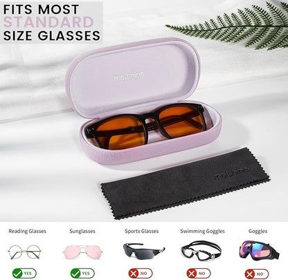molshine Hard Shell Leather Sunglasses Case,Classic Large Glasses Case for Women Men,Sunglass Eyeglasses