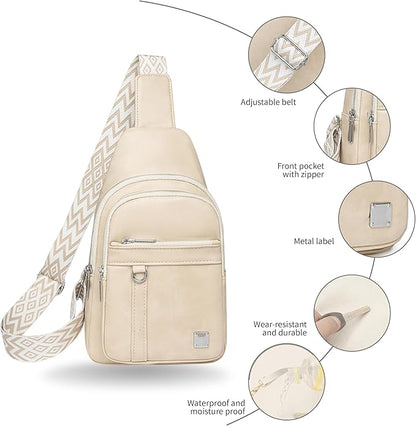 Sling Bag Set, PU Leather Sling Bag, Multi-Zipper Design for Travel, Outdoors, Valentine’s Day Gifts
