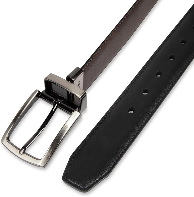 DOCKERS Men's Two-in-one Reversible Rotative Buckle Everyday Casual Dress Belt (Regular and Big & Tall Sizing)