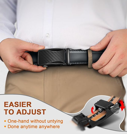 BULLIANT Mens Ratchet Belt,Leather Adjustable Slide Belt For Gift Mens Dress Casual 1 3/8",Size Adjustable