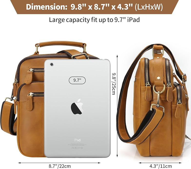 Jack&Chris Leather Messenger Bag for Men, Man Purse Crossbody Bags for Work Business