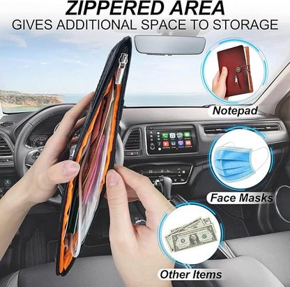 Keedolla 2 Pack Car Sun Visor Pocket Organizer, Auto Interior Accessories Car Truck Visor Organizer Storage Pouch Case Bag for Cards, Pens and Documents - Pink