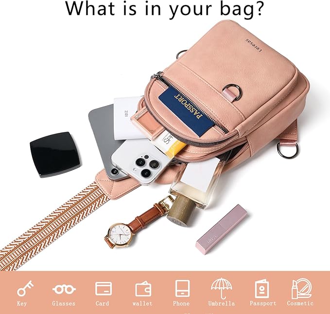 Leresas 7L Sling Bag for Women Men Vegan Leather Crossbody Bags Fanny Pack Purse Backpack Over Shoulder Bag Travel Anti Theft