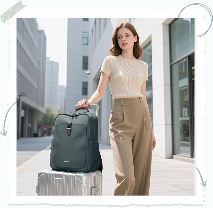 Laptop Backpack for Women,Casual Work Business Backpacks Purse Carry on Travel Backpack,14 Inch,Dark Green